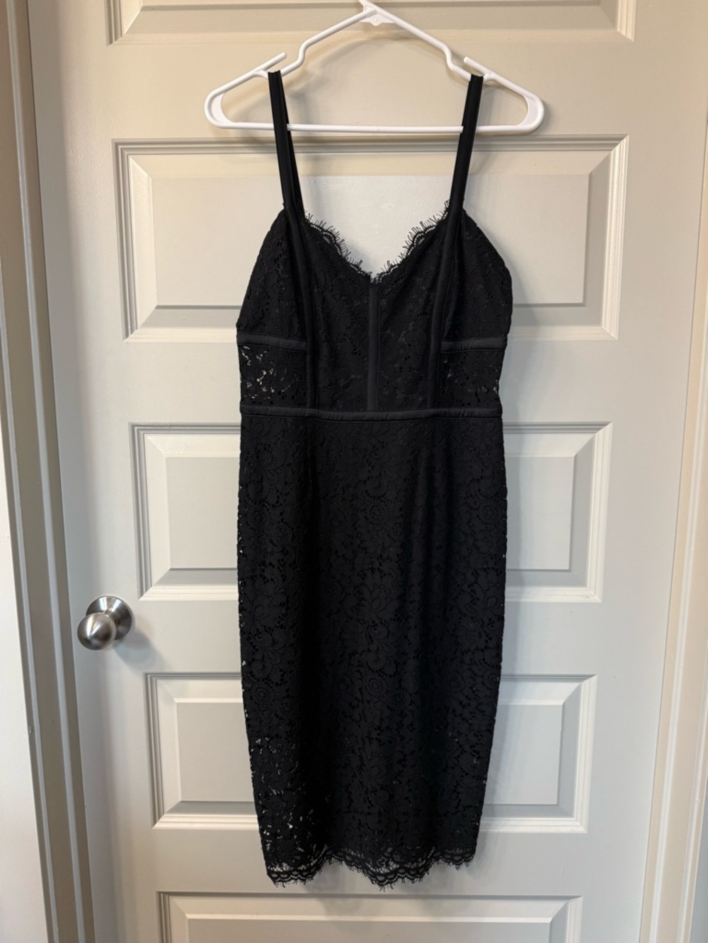 Express Black Lace Midi Dress with Spaghetti Straps